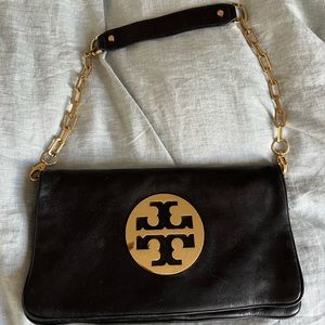 Tory Burch Leather fold over clutch with chain strap